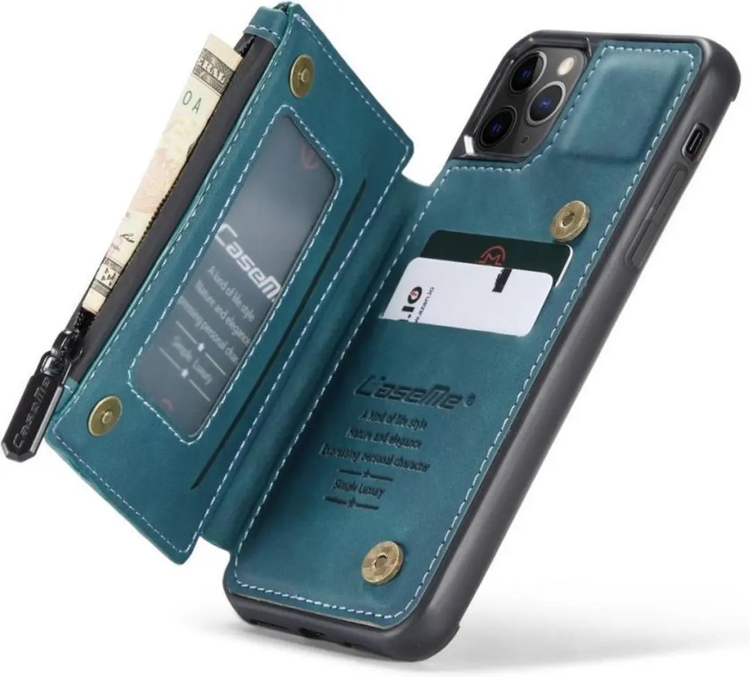 Caseme CSM-32672 Back Cover Wallet Kunstleer Hoesje - iPhone 11 Pro Max - Blauw - afbeelding 6 van 6