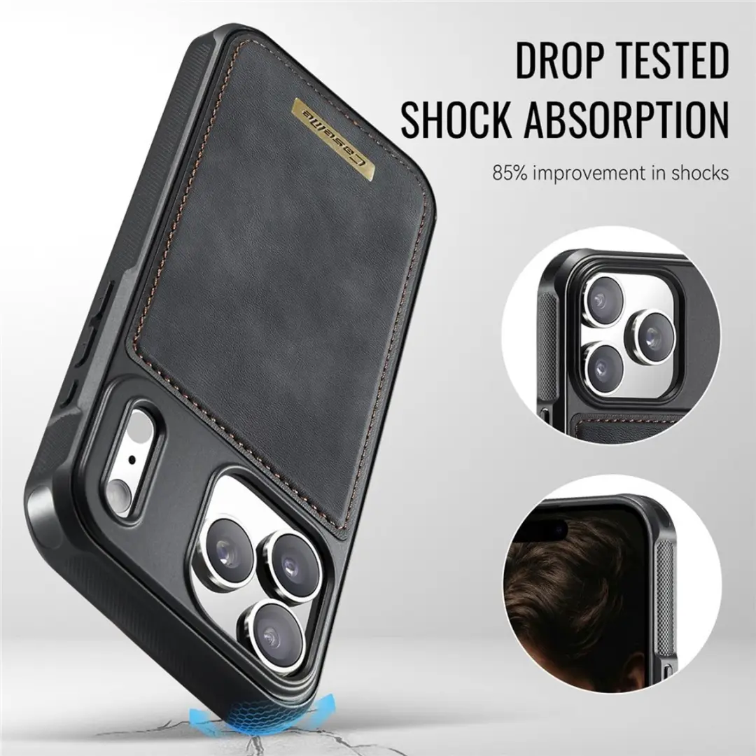 Caseme C69 Leather Back Cover iPhone 17 Pro - MagSafe - Zwart