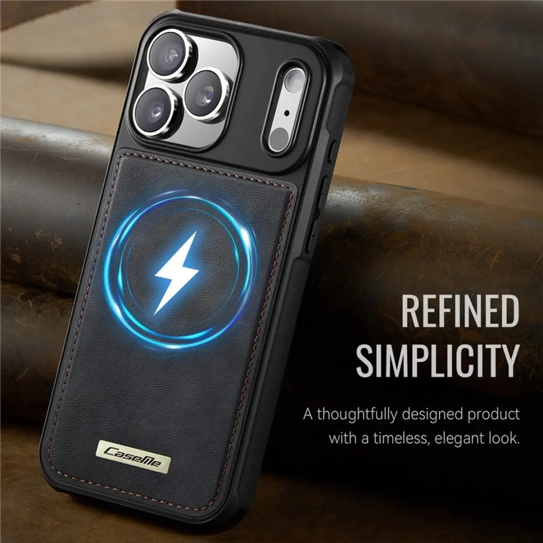 Caseme C69 Leather Back Cover iPhone 17 Pro - MagSafe - Zwart - afbeelding 6 van 6
