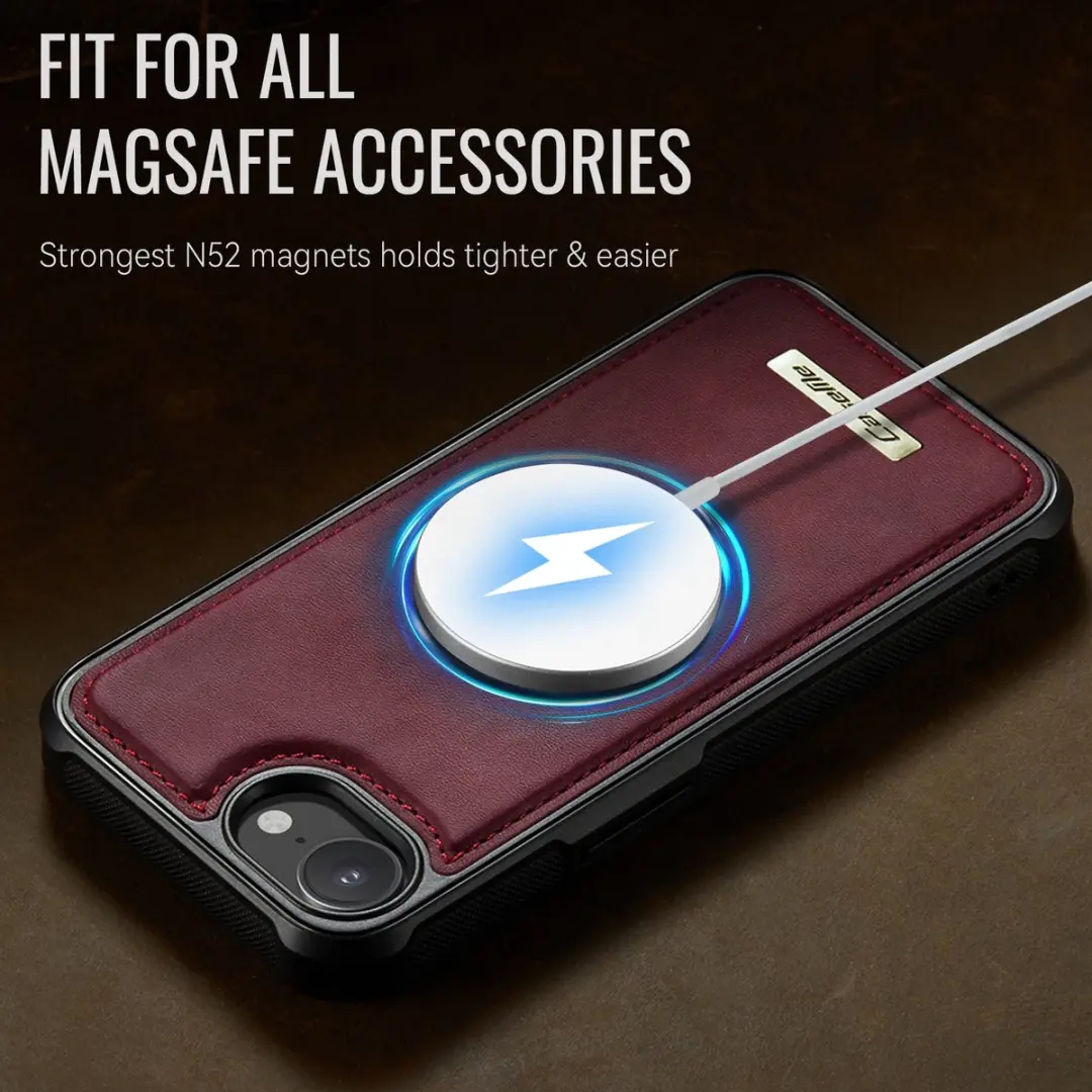 CaseMe C69 Leather Back Cover iPhone - MagSafe Rood