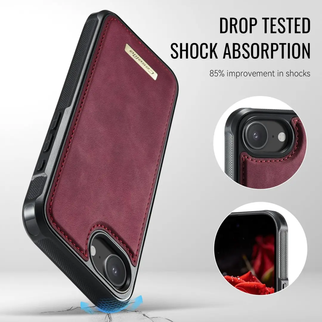 CaseMe C69 Leather Back Cover iPhone - MagSafe Rood - afbeelding 6 van 6