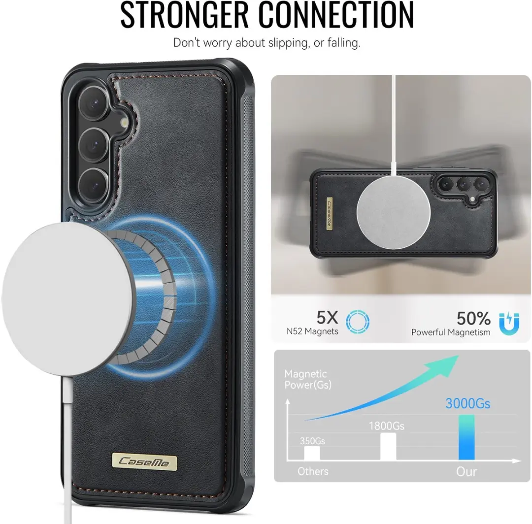 Caseme C69 Leather Back Cover - Samsung Galaxy S25 FE - MagSafe - Zwart