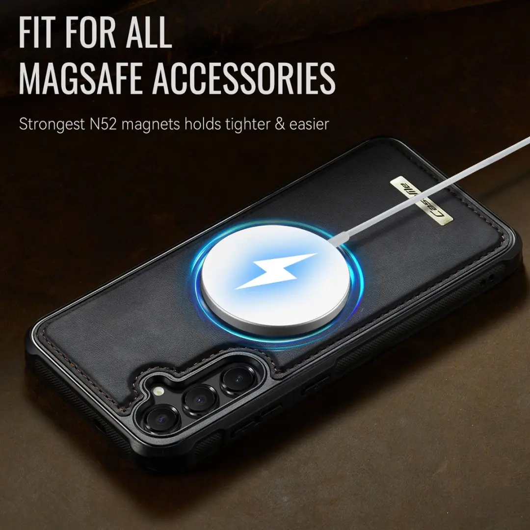 Caseme C69 Leather Back Cover - Samsung Galaxy S25 FE - MagSafe - Zwart