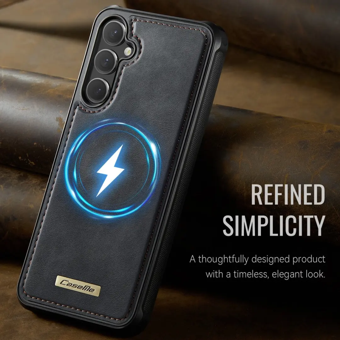 Caseme C69 Leather Back Cover - Samsung Galaxy S25 FE - MagSafe - Zwart