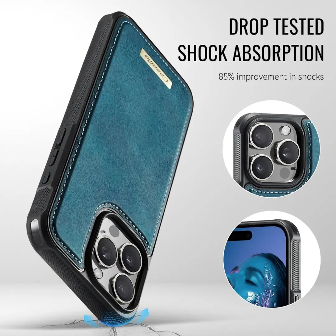 Caseme C69 Leather Back Cover iPhone 16 Pro Max - MagSafe - Blauw
