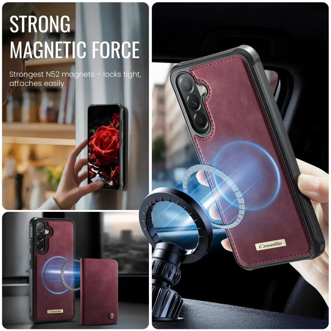 Caseme C69 Leather Back Cover MagSafe - Rood - Samsung Galaxy A57 - afbeelding 6 van 6