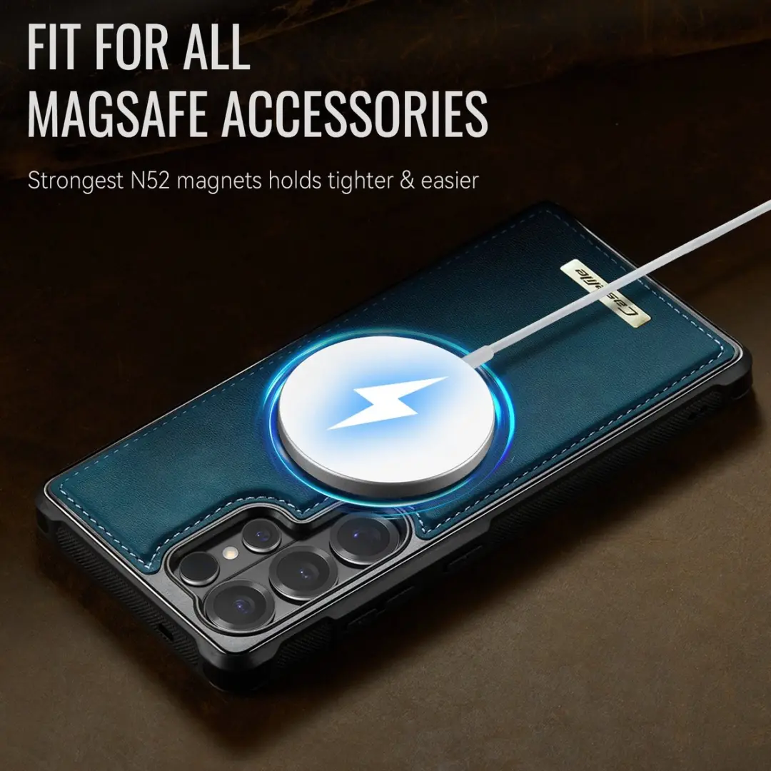 Caseme C69 Leather Back Cover Hoesje - MagSafe - Blauw