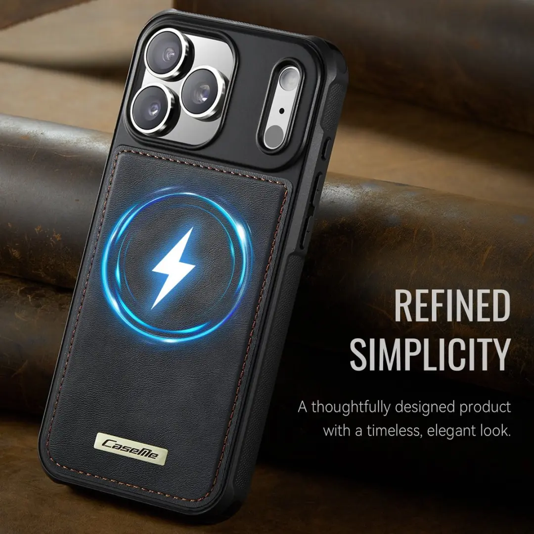 CaseMe C69 Leather Back Cover iPhone 17 Pro Max - MagSafe - Zwart