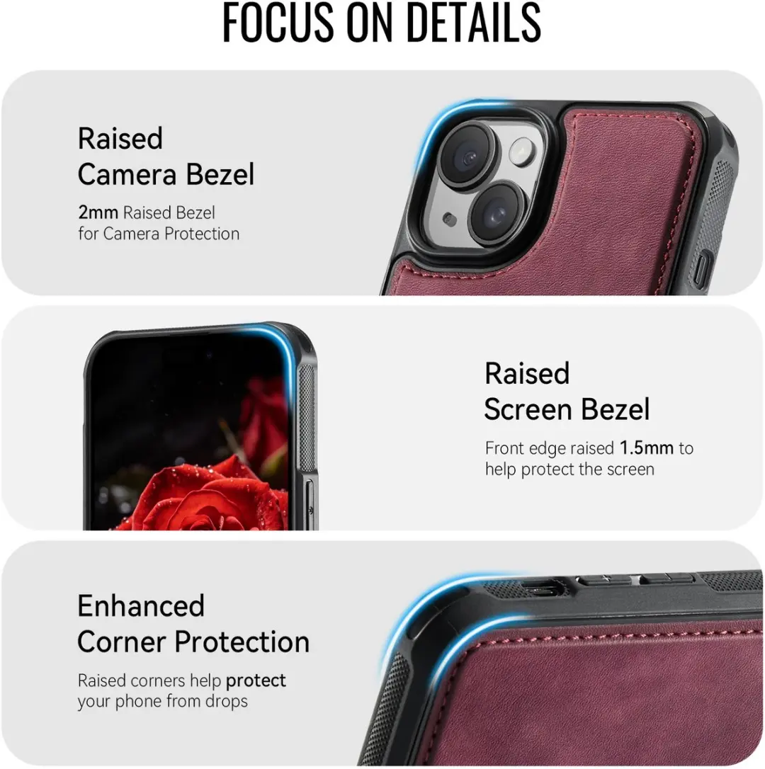 Caseme C69 Leather Back Cover iPhone 13 - MagSafe Rood
