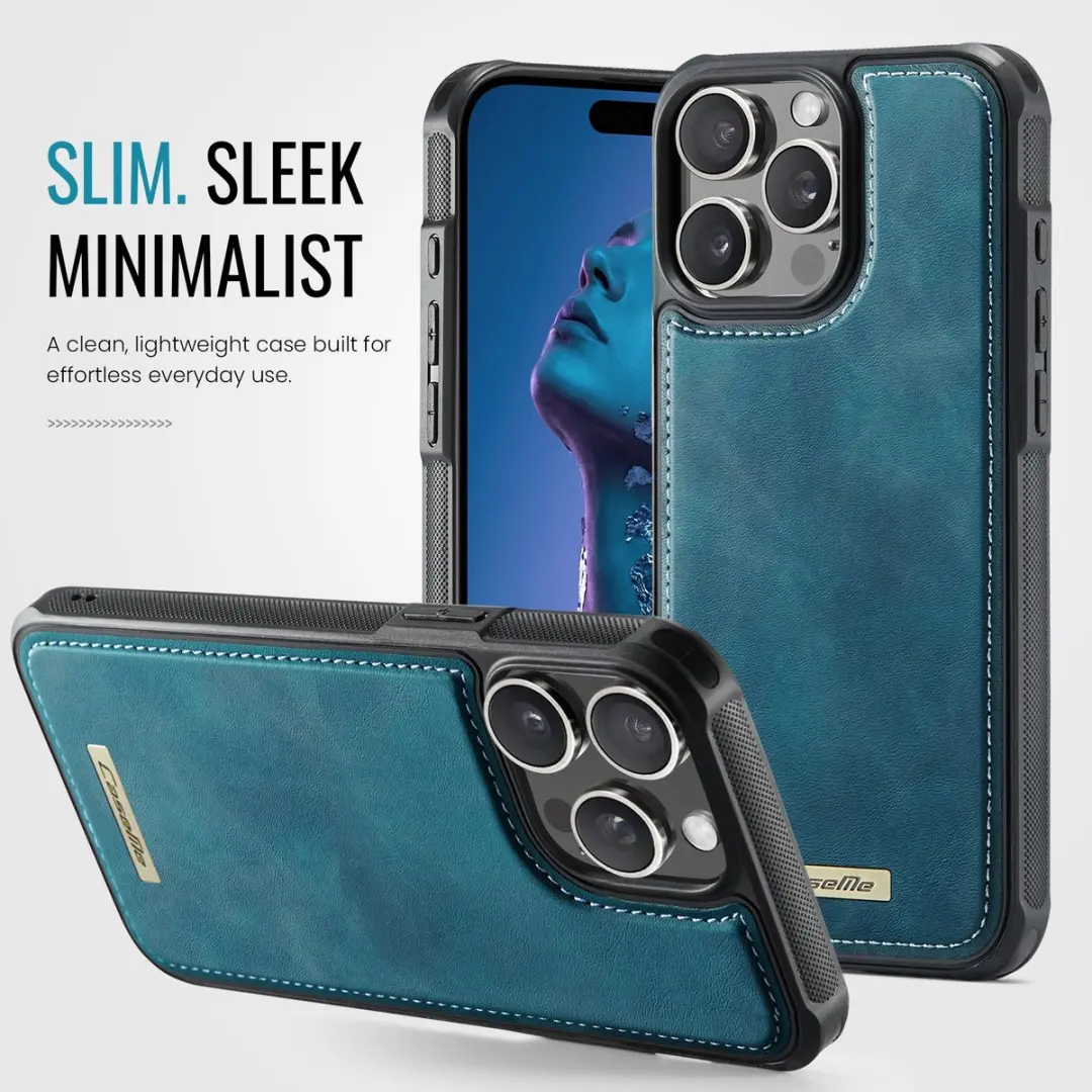 Caseme C69 Leather Back Cover iPhone 15 Pro Max - MagSafe - Blauw - afbeelding 6 van 6