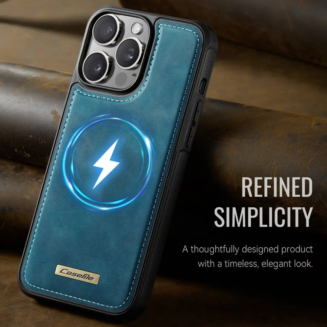 Caseme C69 Leather Back Cover iPhone 15 Pro Max - MagSafe - Blauw
