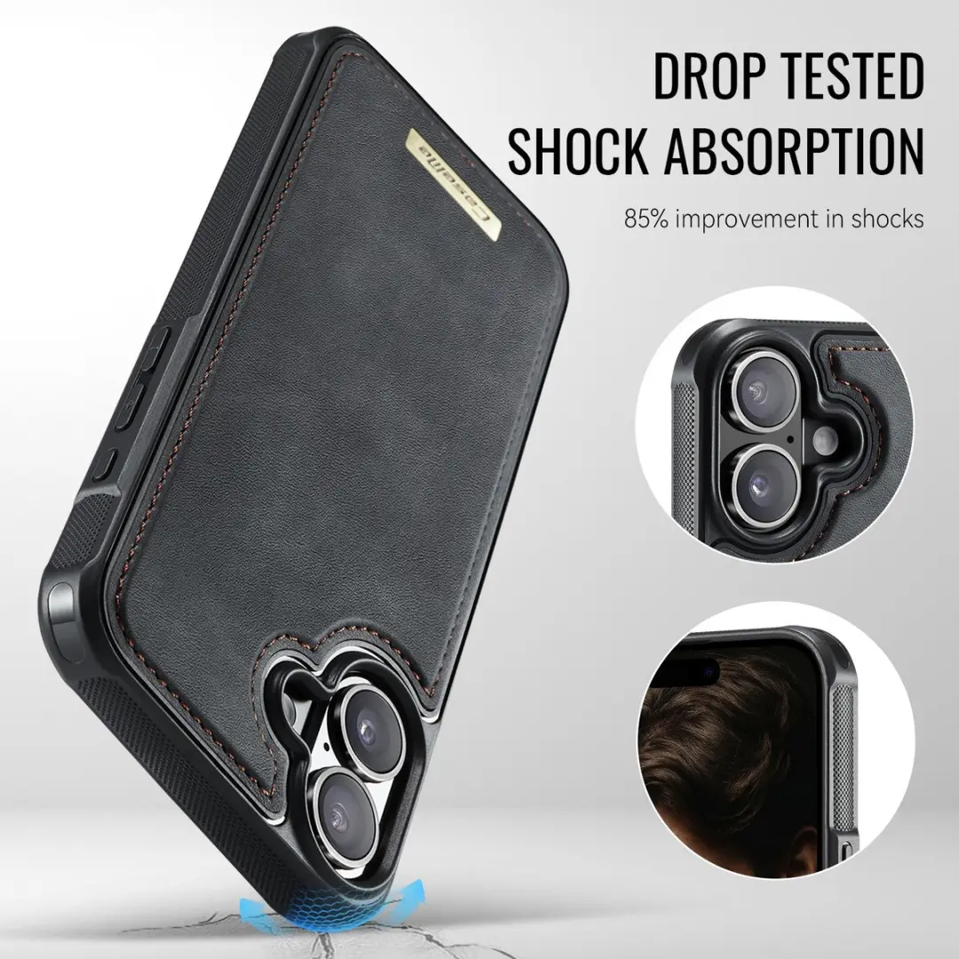 Caseme C69 Leather Back Cover iPhone 17 Hoesje - MagSafe - Zwart