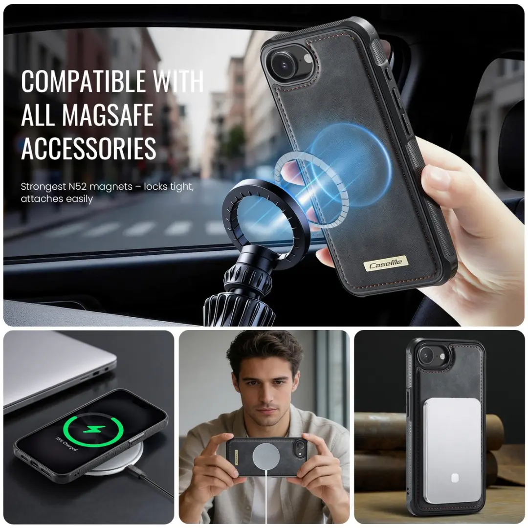 CaseMe C69 MagSafe Hoesje iPhone 16/17 - Zwart - afbeelding 6 van 6