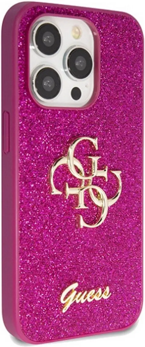 GUESS 4G Glitter Back Case - iPhone 15 Pro - Paars