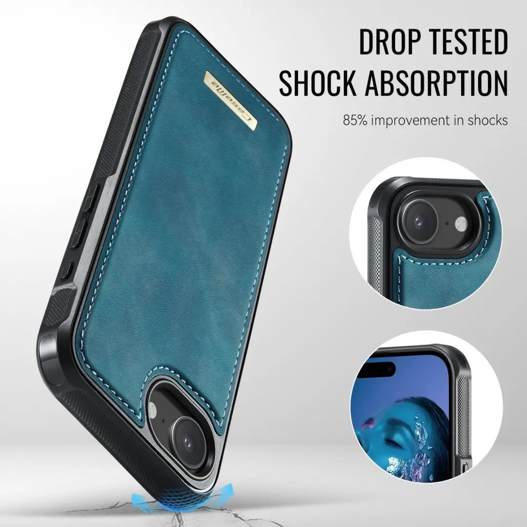 CaseMe C69 Leather Back Cover iPhone - MagSafe - Blauw