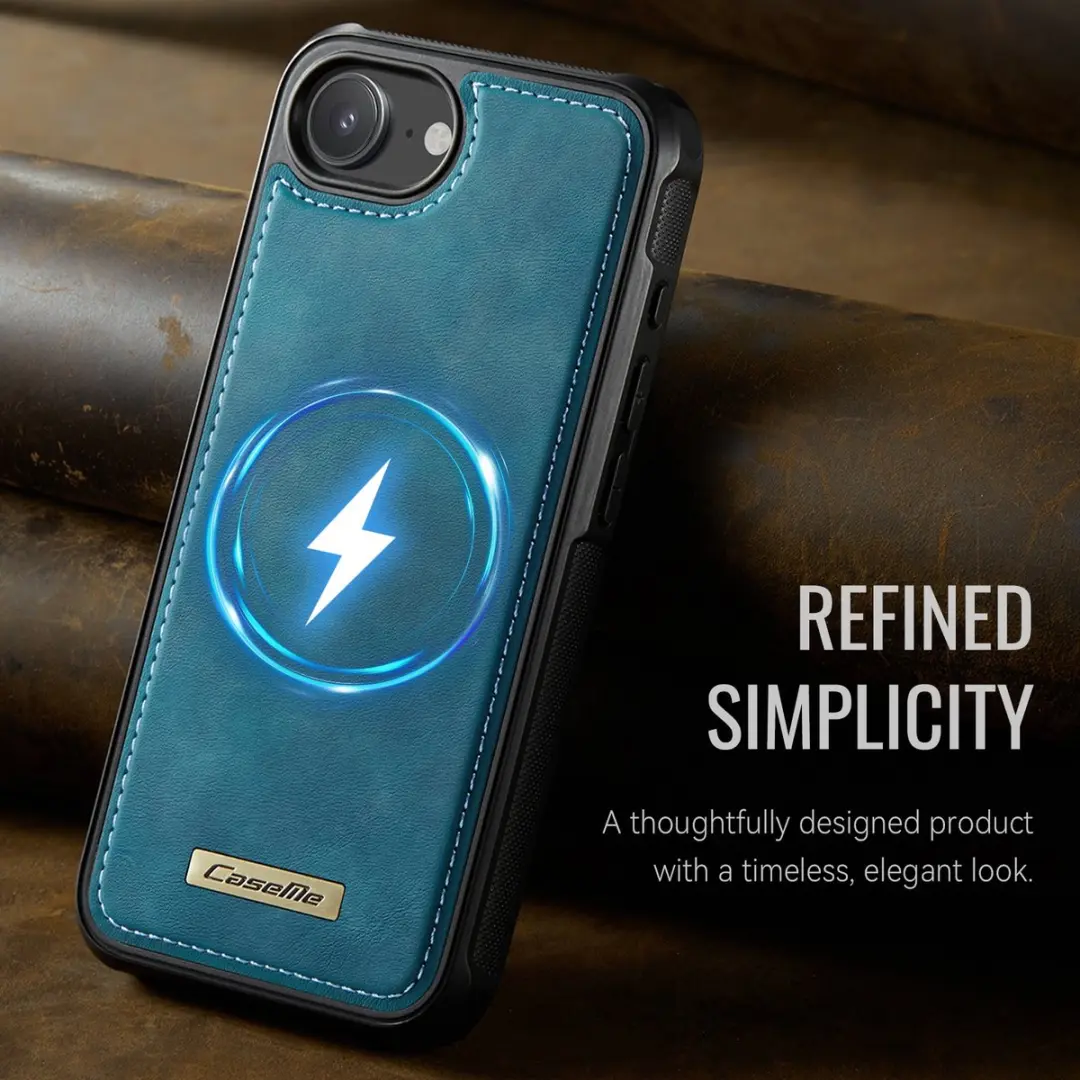 CaseMe C69 Leather Back Cover iPhone - MagSafe - Blauw - afbeelding 6 van 6