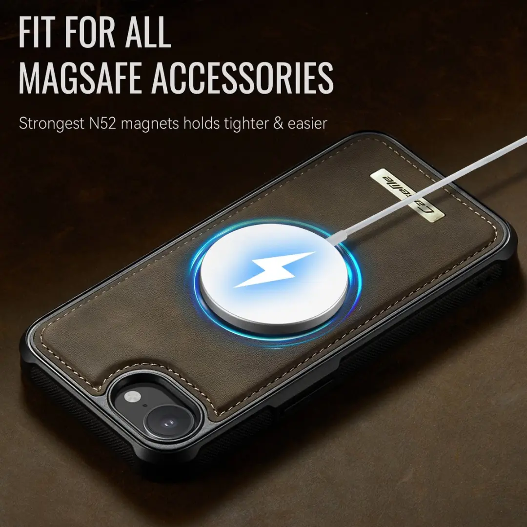 CaseMe C69 Leather Back Cover iPhone 16/17 - MagSafe - Bruin