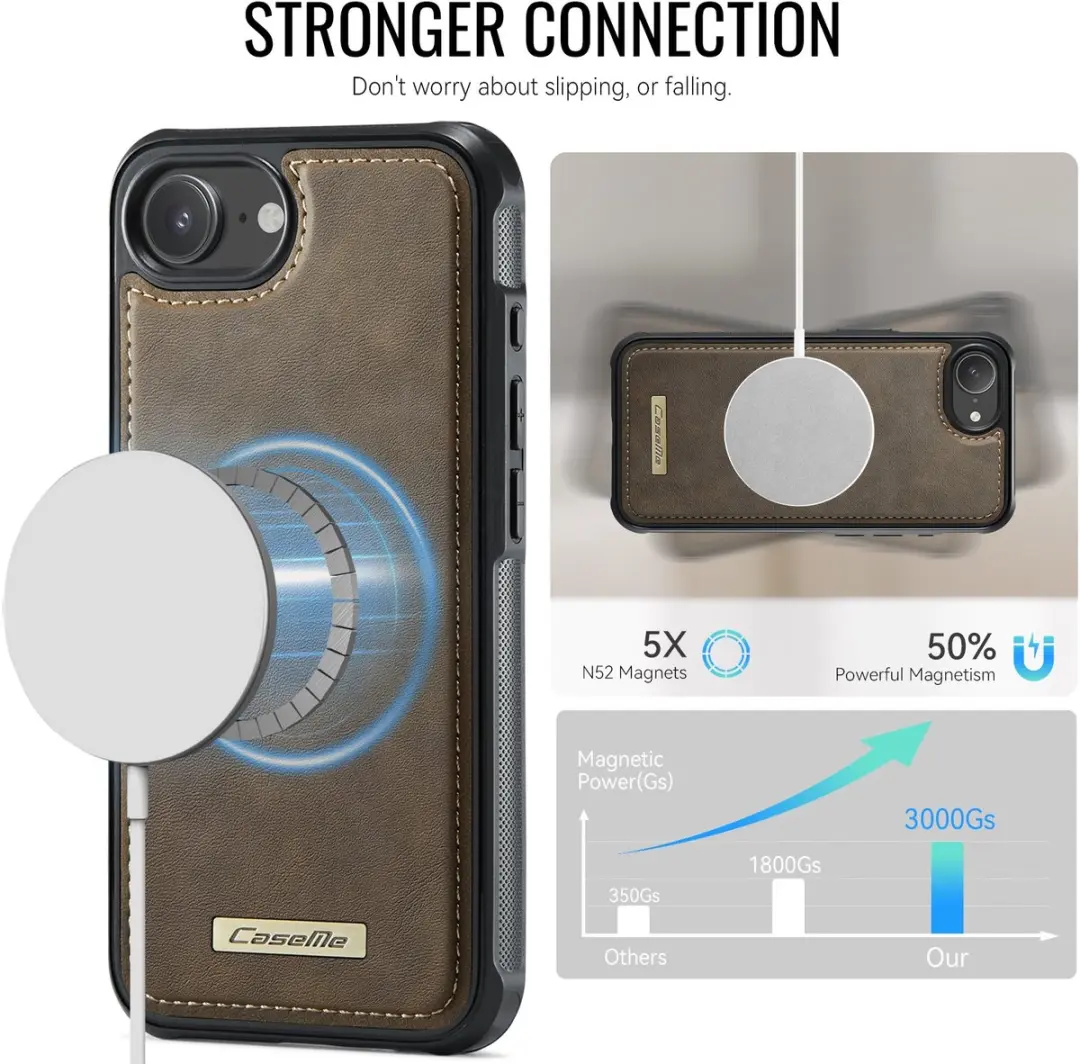CaseMe C69 Leather Back Cover iPhone 16/17 - MagSafe - Bruin