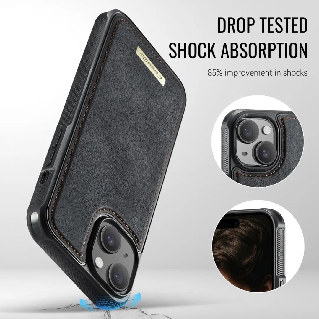 CaseMe iPhone 14 Hoesje C69 Leather Back Cover - MagSafe - Zwart