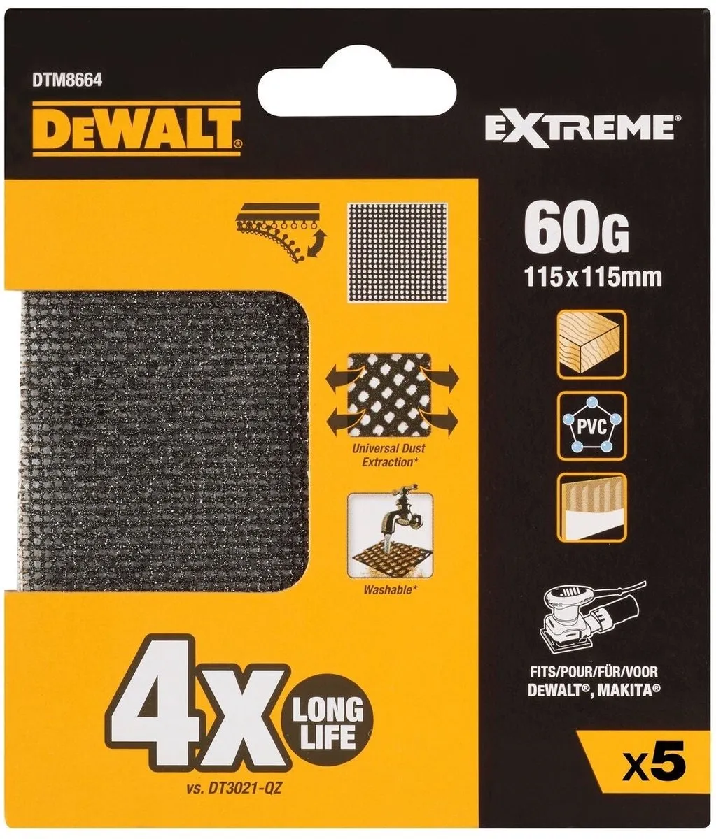 DeWalt DTM8664 Mesh Schuurgaas 115x115mm K60 - 1 Stuk