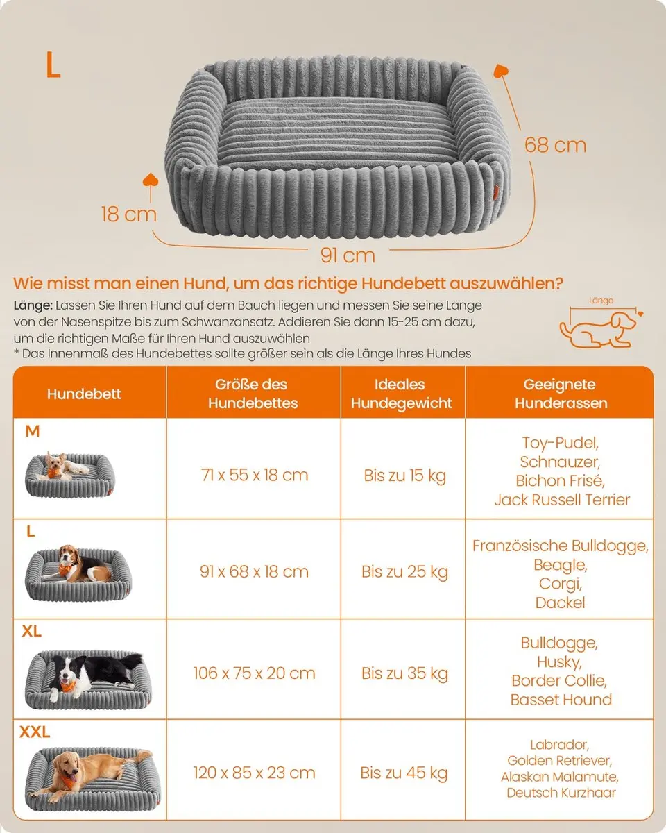 Songmics Orthopedisch Hondenbed Duifgrijs - afbeelding 6 van 6