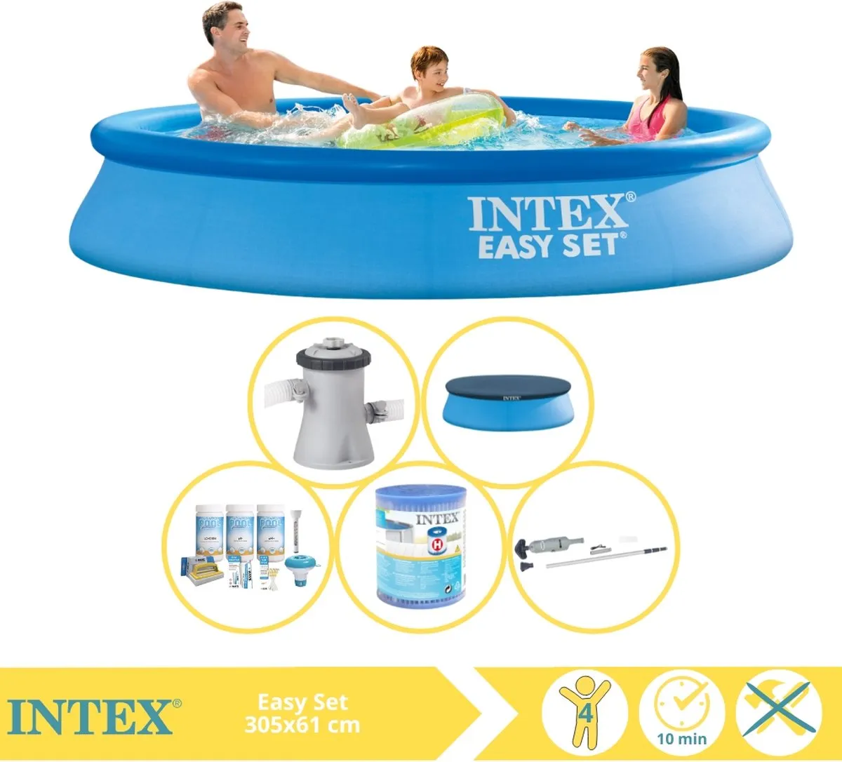 Intex Easy Set 28118GN Opblaaszwembad 305x61cm - Blauw - 3077L