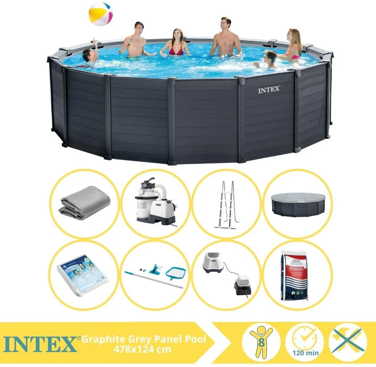 Intex Graphite Gray Panel Zwembad 478x124cm