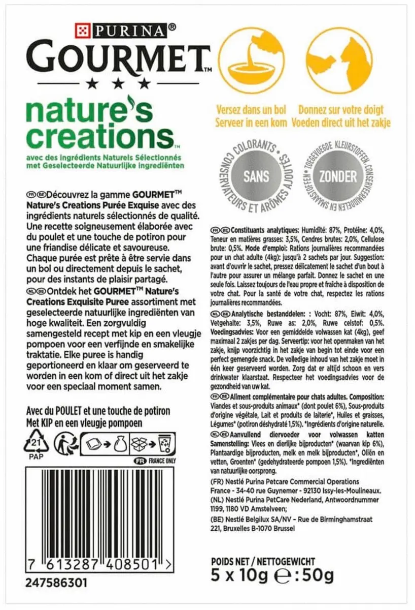 Gourmet Nature's Creations Puree Kip Pompoen 5x10g