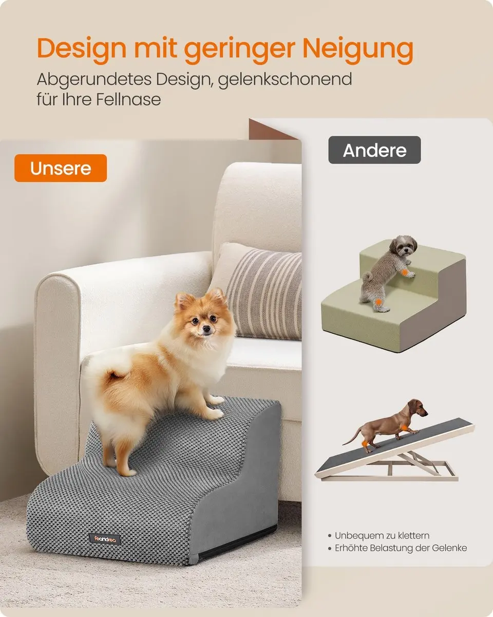 Songmics Hondentrap 2 treden - 40x40x30cm - Duifgrijs