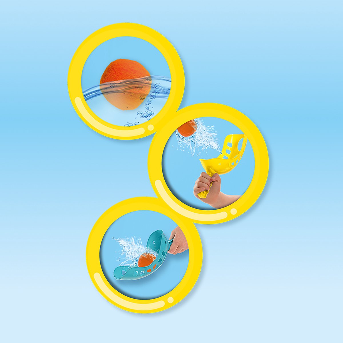 SES - Splash water vangbal - 2 werp- en vang tools met 12 splash waterballen - droog en nat te gebruiken - spel bij warm weer met water