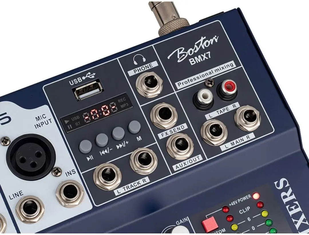 Boston BMX7 Mengpaneel - 5 Mono 1 Stereo USB - Blauw