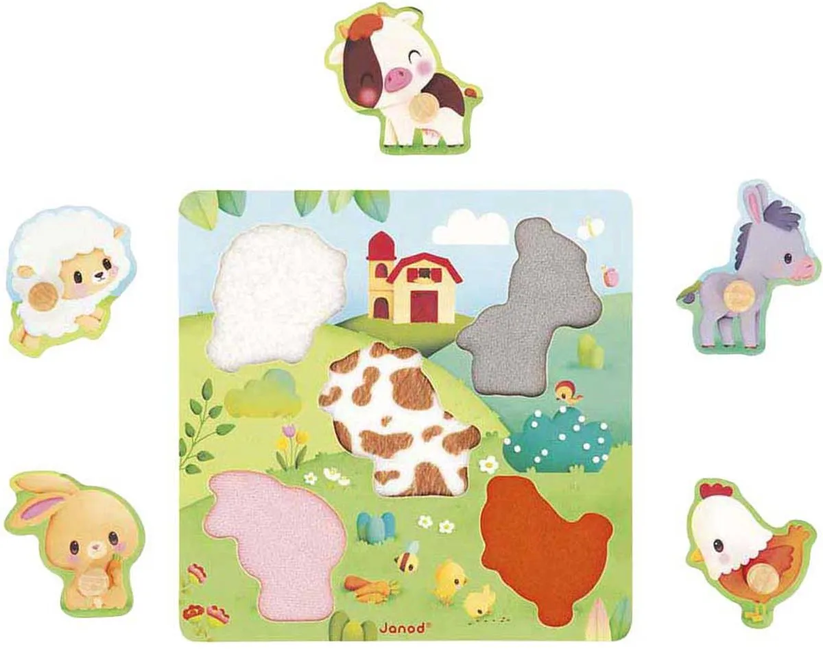 Janod Boerderij Voelpuzzel 5-delig - Multicolor