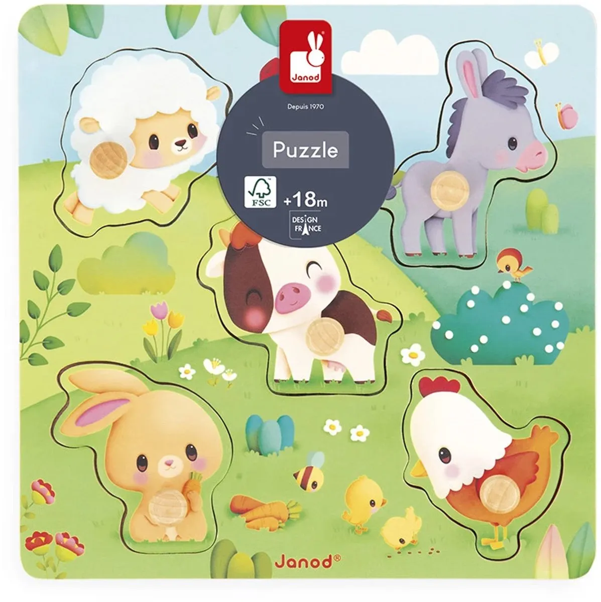 Janod Boerderij Voelpuzzel 5-delig - Multicolor