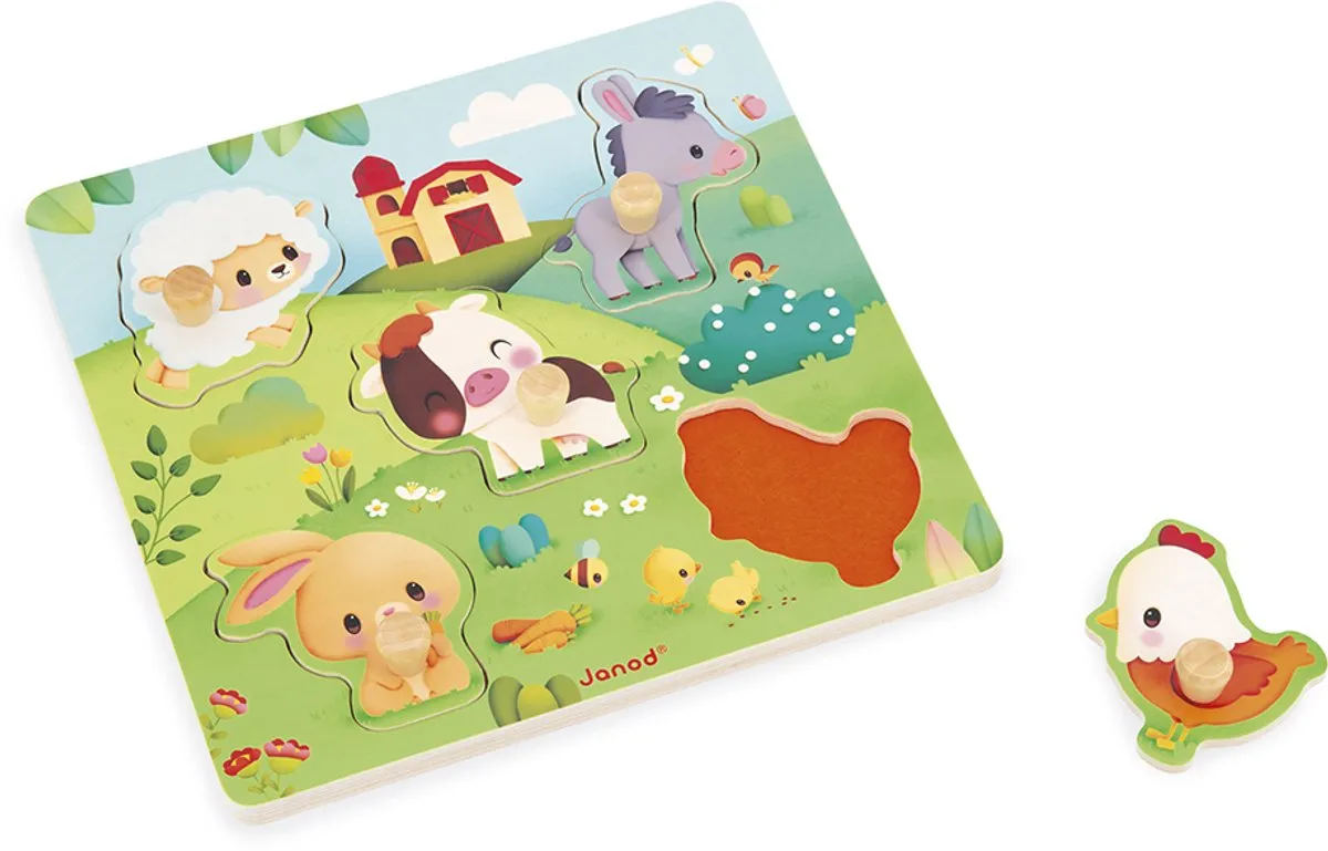 Janod Boerderij Voelpuzzel 5-delig - Multicolor - afbeelding 6 van 6