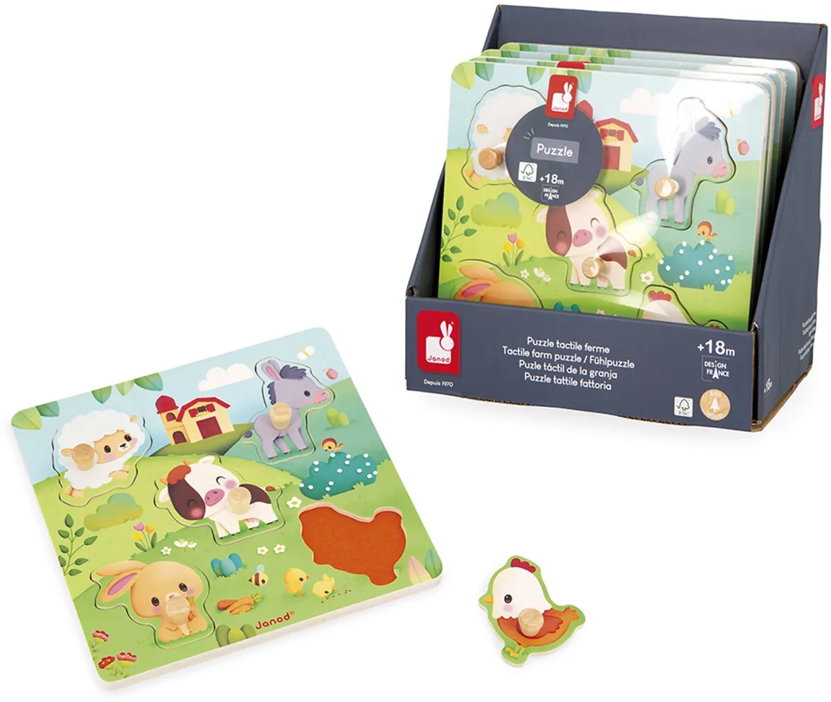 Janod Boerderij Voelpuzzel 5-delig - Multicolor