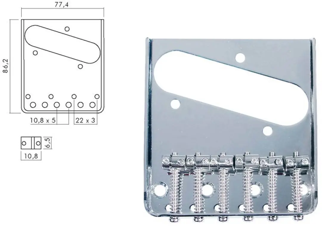 Boston T-40-C Chroom Brug-Staartstuk - Grooved Saddles