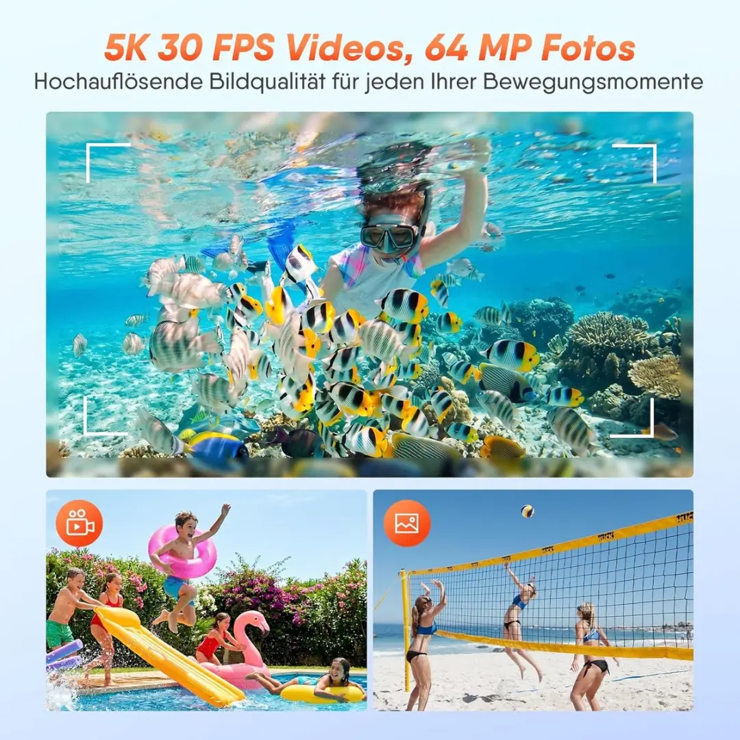 Rollei Sportsline 64 Pro 18066 Actiecamera - 21MP 5K - 1200mAh - Orange/Black