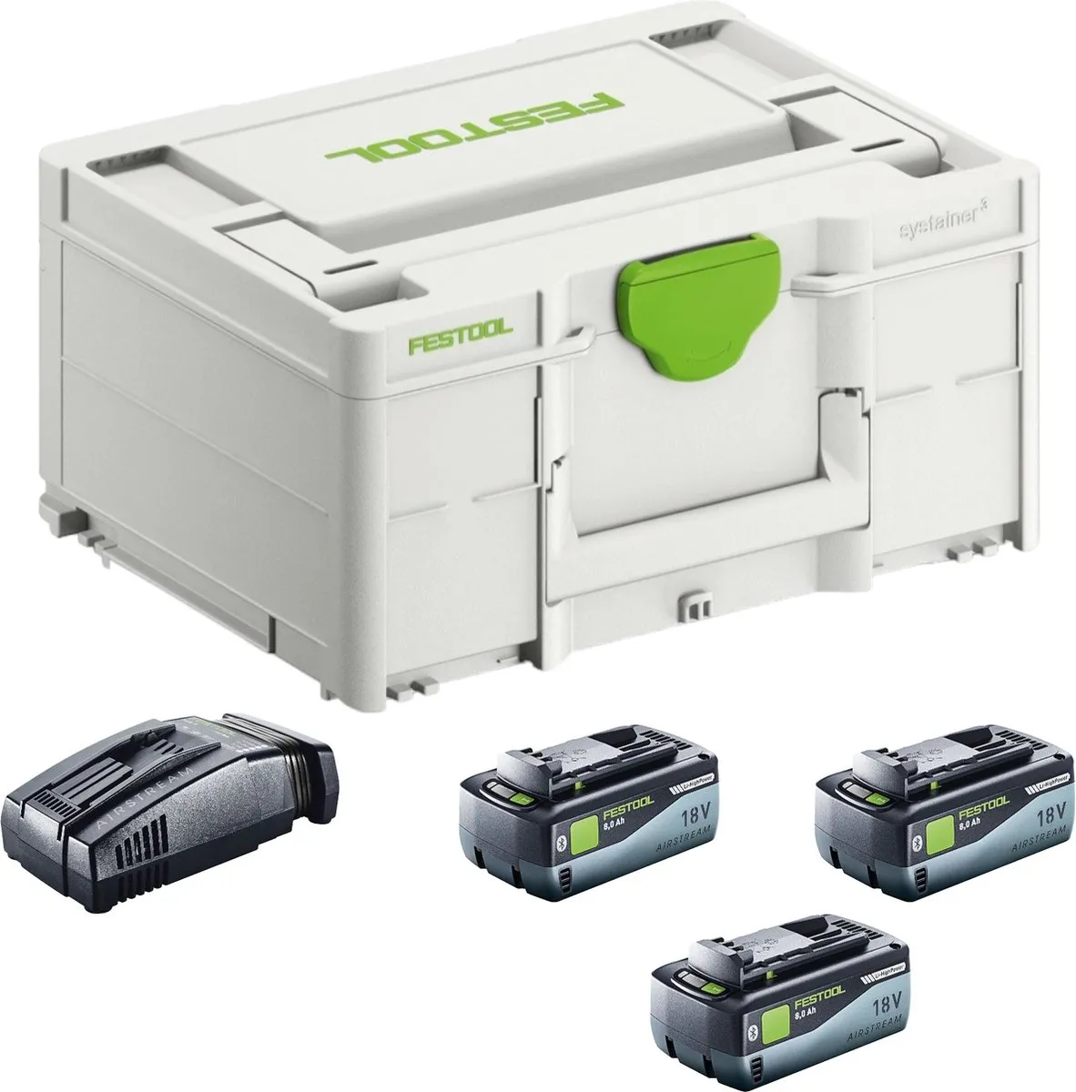 Festool SYS 18V Energieset 3x8,0Ah Accu + Lader + Systainer