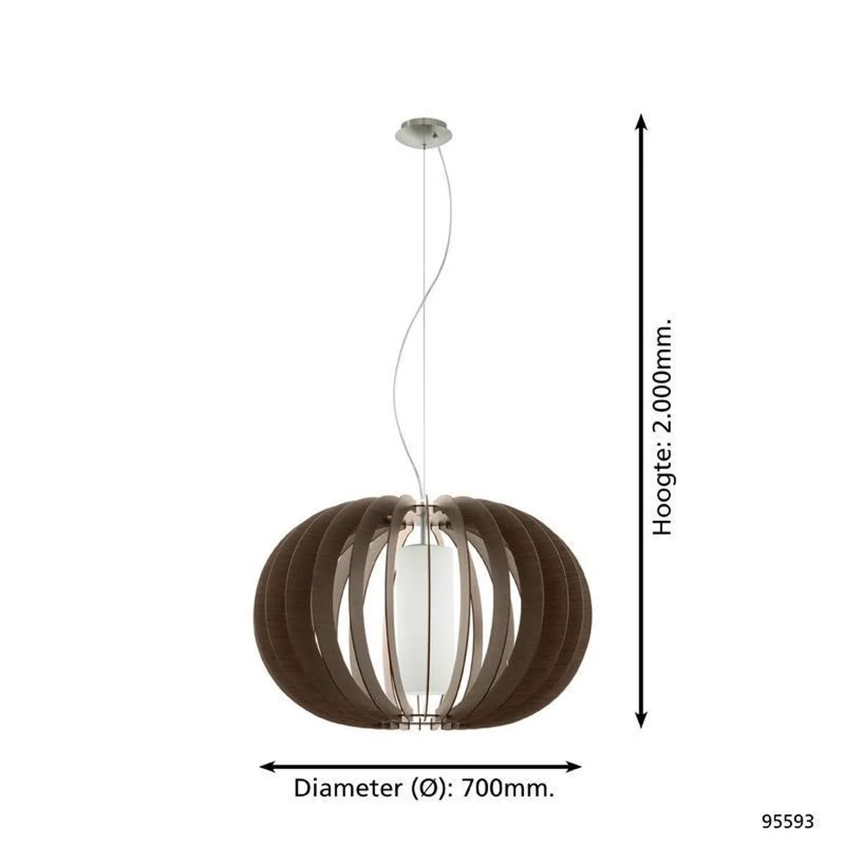 Eglo Stellato 3 Hanglamp Ø700mm - Nikkel-Mat - Bruin/Wit