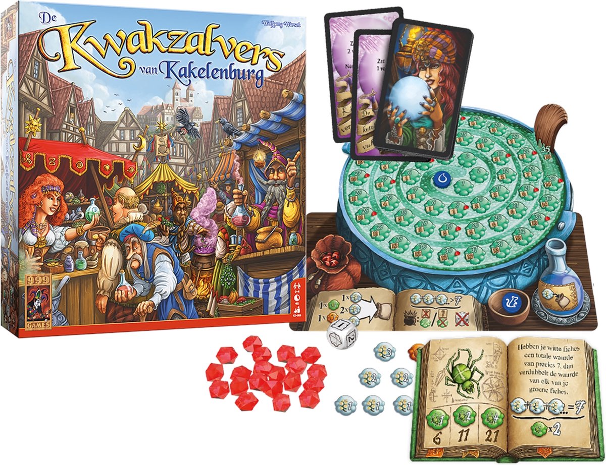 999 Games - De Kwakzalvers van Kakelenburg - Bordspel - Familiespel - Speel met z'n allen tegelijk! - Gezelschapsspel