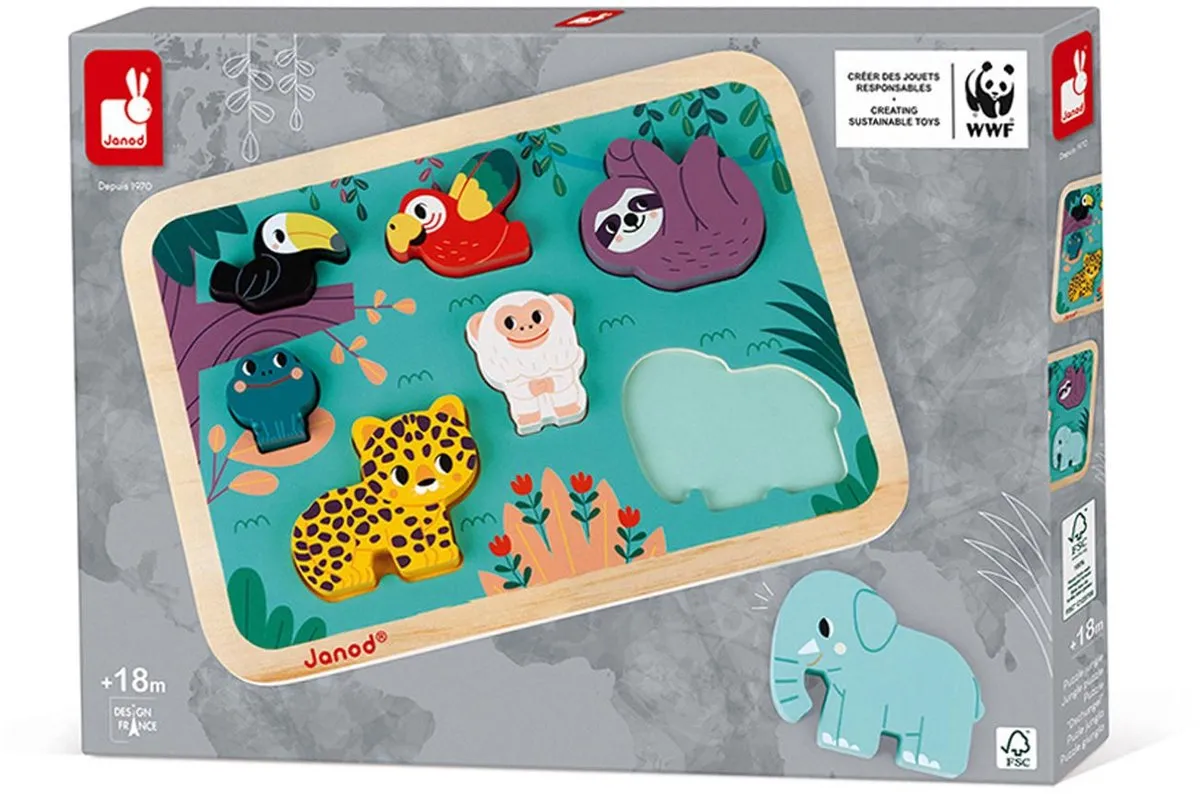 Janod WWF Jungle Dierenpuzzel 7 Stuks