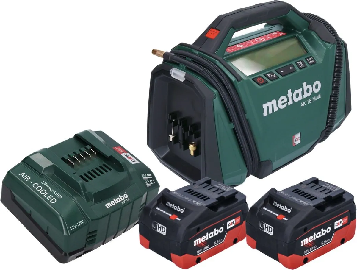 Metabo AK 18 Multi Accucompressor 18V 11 bar - 2x 5,5Ah Accu + Lader
