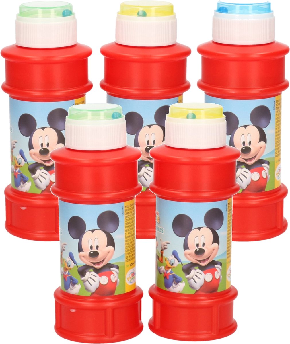 6x Disney Mickey Mouse bellenblaas flesjes met spelletje 175 ml voor kinderen - Uitdeelspeelgoed - Grabbelton speelgoed
