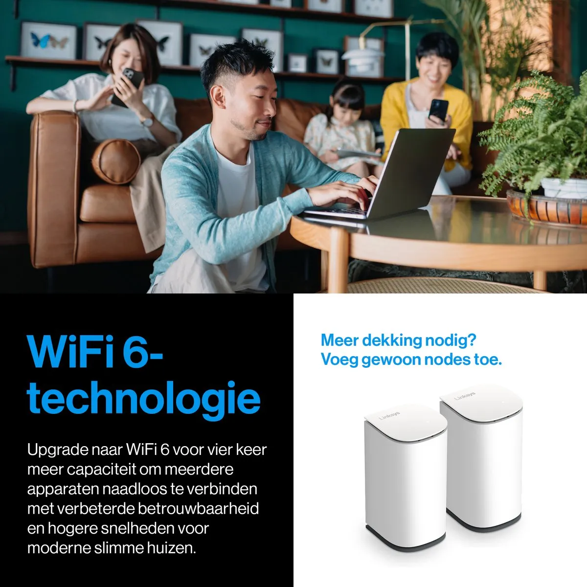 Linksys Velop Micro Mesh WiFi 6 Router - 3000 Mbps - Wit
