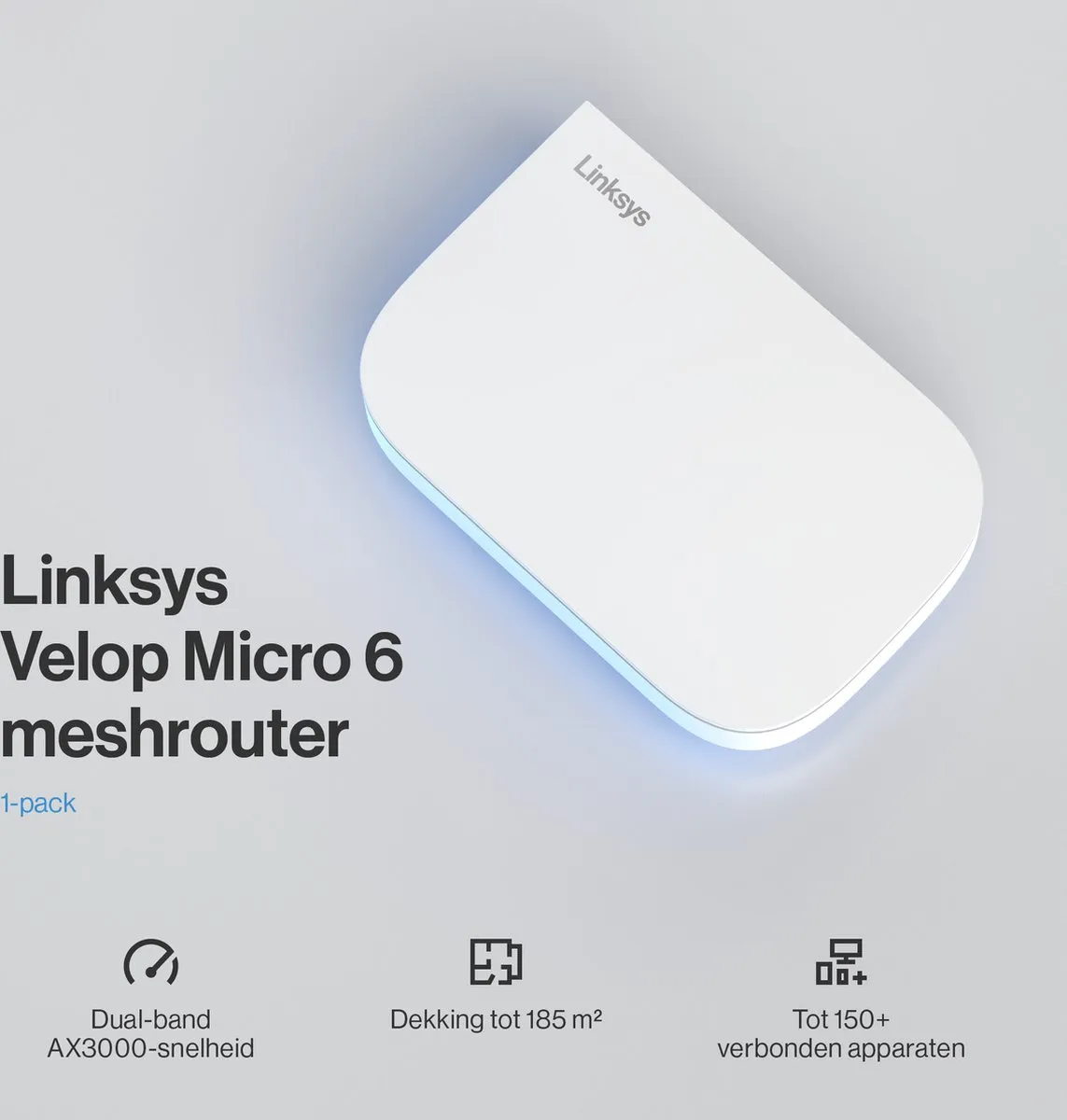 Linksys Velop Micro Mesh WiFi 6 Router - 3000 Mbps - Wit