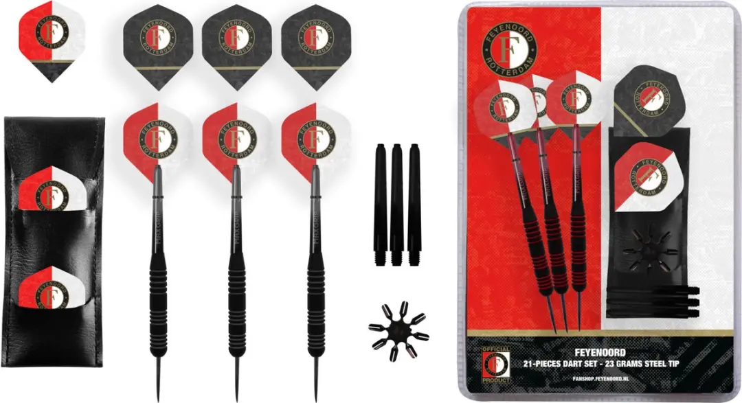 Feyenoord Brass Darts Set 23g - 3 Stuks Rood/Wit