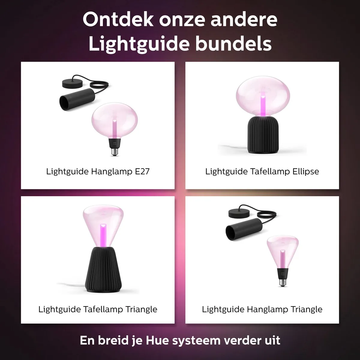 Philips Hue Lightguide 3D-geprinte Tafellamp - Zwart - E27 - RGBW 6.8W