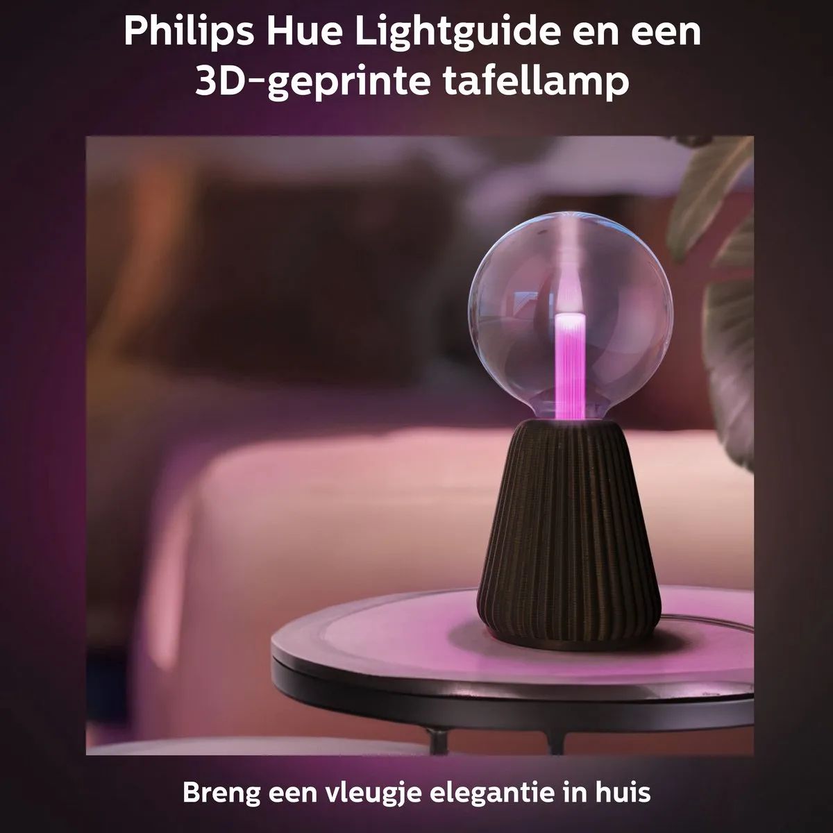 Philips Hue Lightguide 3D-geprinte Tafellamp - Zwart - E27 - RGBW 6.8W