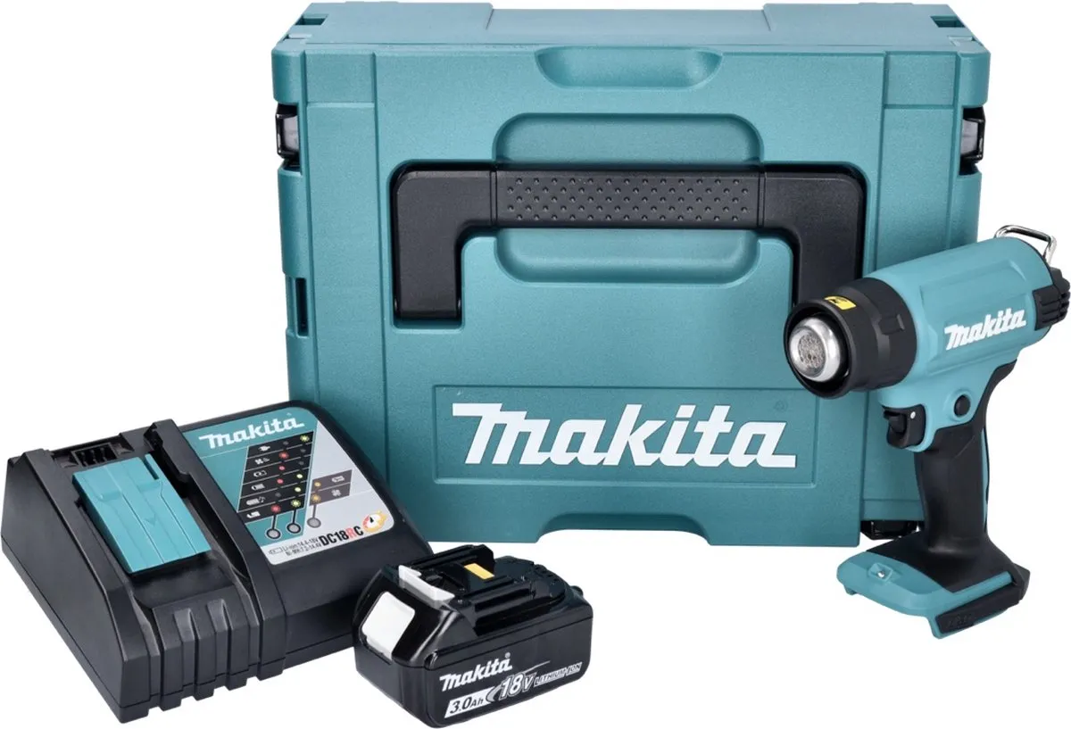 Makita DHG 180 RF1J Heteluchtpistool 18V - met accu 3,0Ah & oplader