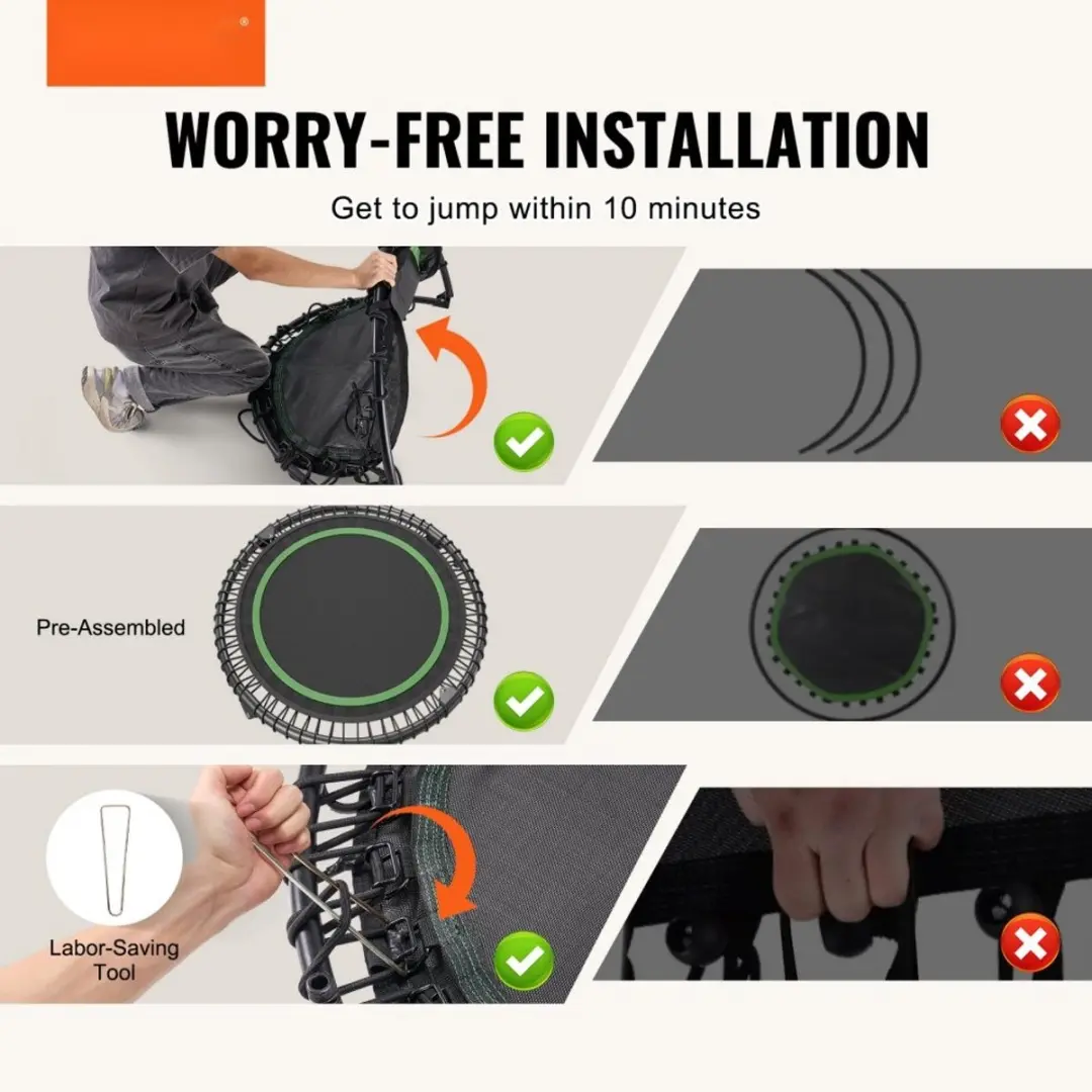 Mini Trampoline TX-B6232C-40in+C - 102cm - 150kg - Opvouwbaar